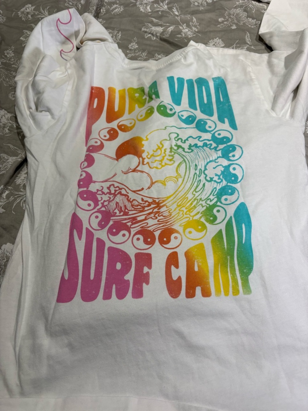 Pura Vida surf camp rainbow long sleeve tee small